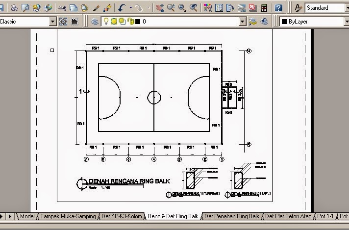 RAB EXCELL DAN GAMBAR AUTOCAD LAPANGAN FUTSAL