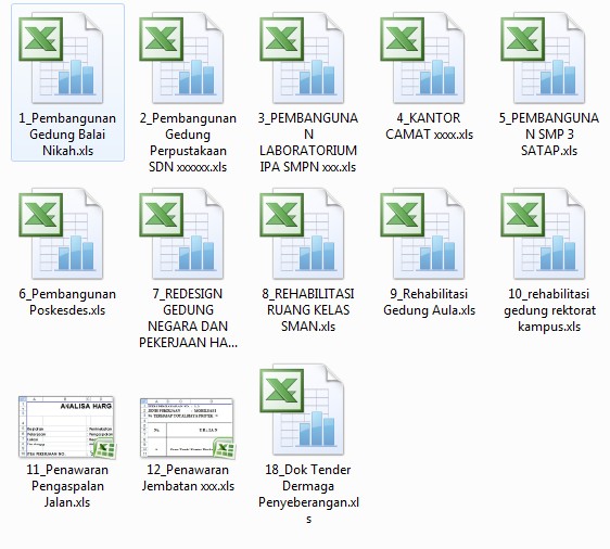 KUMPULAN CONTOH DOKUMEN PENAWARAN LELANG PROYEK PENGADAAN DAN KONSTRUKSI FORMAT EXCELL