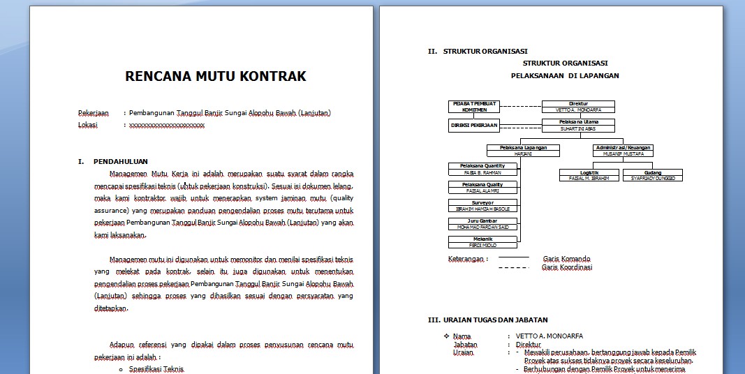 CONTOH RENCANA MUTU KONTRAK WORD DOC