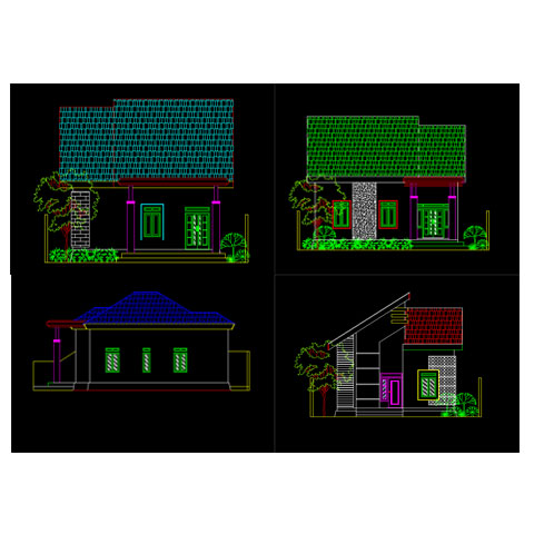 Gambar Autocad Rumah Perumahan Tipe 60 72 80 dan 108 Format Dwg