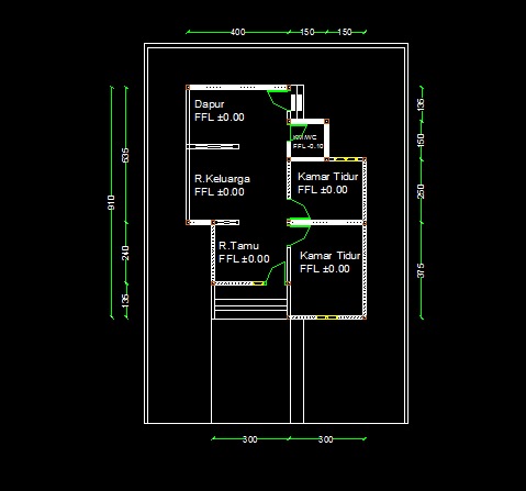 Rumah perumahan tipe 60 format autocad dwg